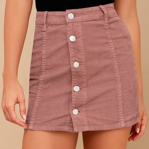 Billabong Buttoned Mauve Corduroy Mini Skirt